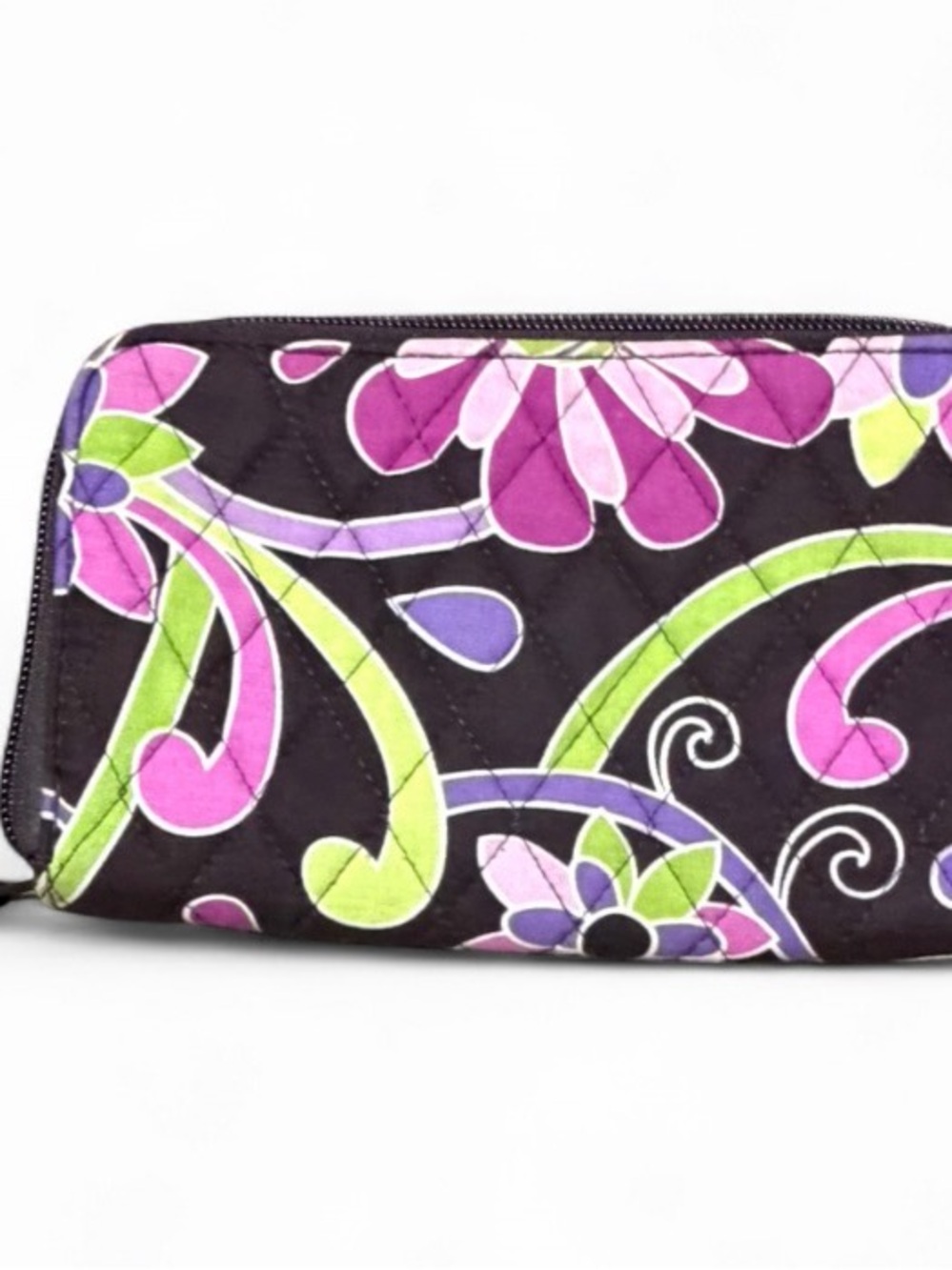 Vera Bradley "Purple Punch" Retired Print Quilted Floral Zip Around Wallet